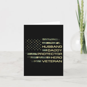 Husband Daddy Protector Hero Veteran US Flag Camou Karte