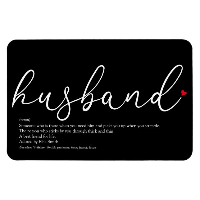 Husband Definition Chic Script Love Heart Magnet (Horizontal)