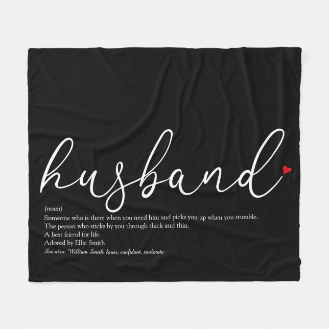 Husband Definition Script-Liebe Herz Fleecedecke (Vorderseite (Horizontal))
