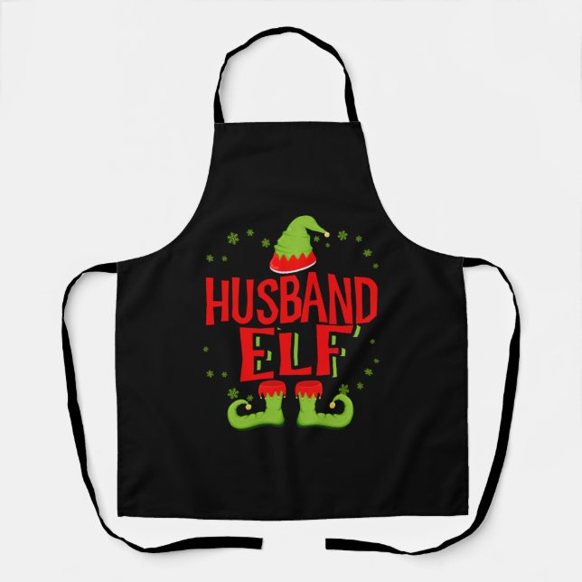 Husband Elf Matching Familie Weihnachten Schürze (Vorderseite)