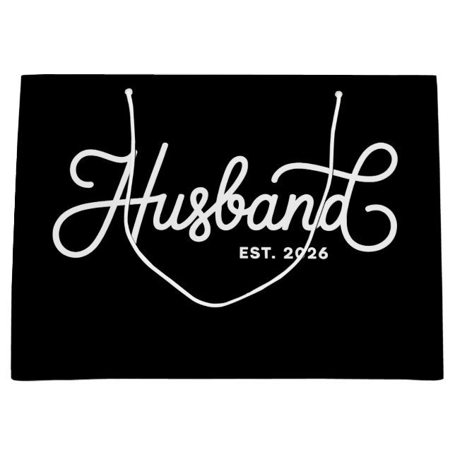 Husband Est 2026 Wedding Just Married Honeymoon Große Geschenktüte (Vorderseite)