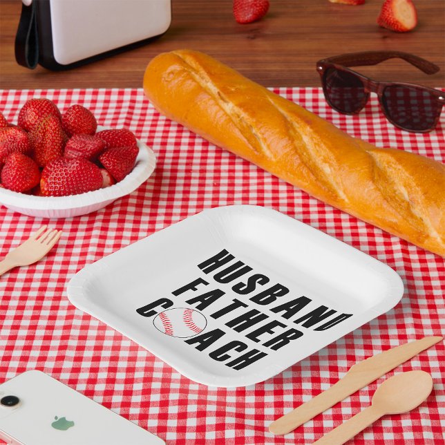 Husband Father Coach Baseball Dad Quote Pappteller (Von Creator hochgeladen)