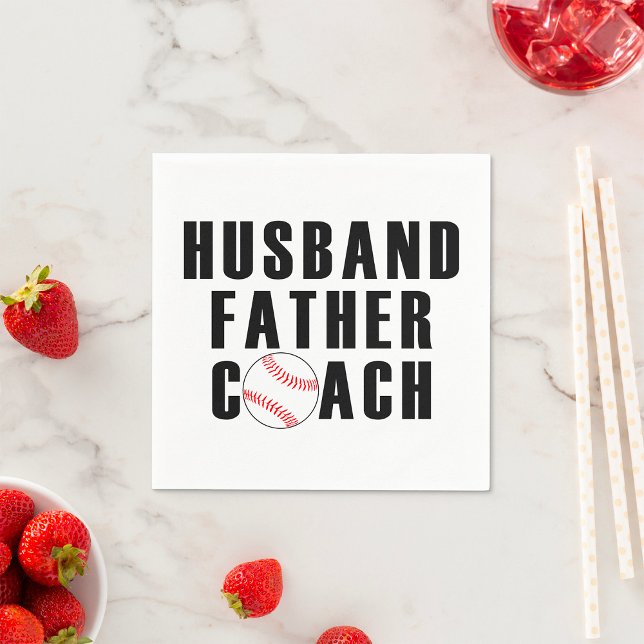 Husband Father Coach Baseball Dad Quote Serviette (Von Creator hochgeladen)