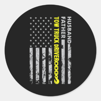 Husband Father Tow Truck Fahrer Amerikanische Flag Runder Aufkleber