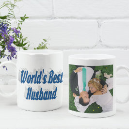 Husband-Foto mit blauem Text Coffee Tasse