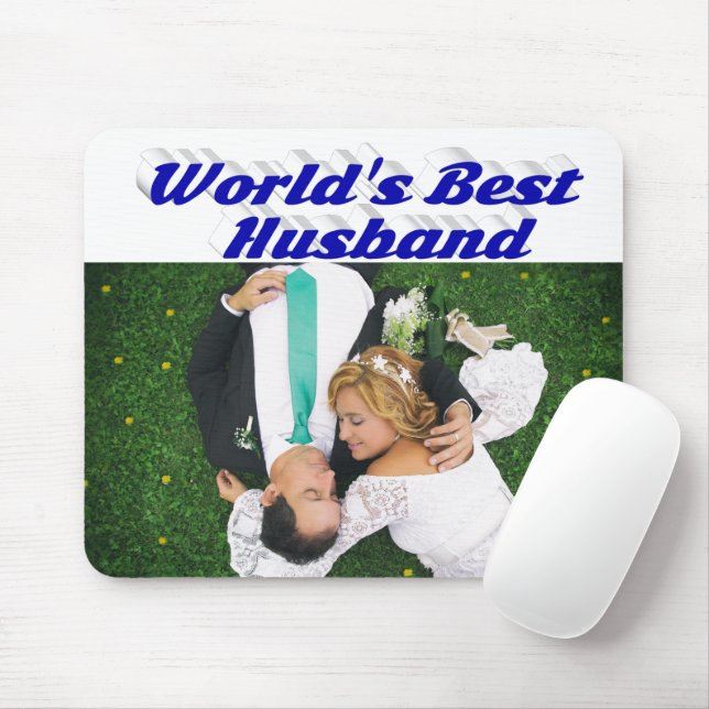 Husband-Foto mit blauem Text Mousepad (Mit Mouse)