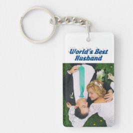Husband-Foto mit blauem Text Schlüsselanhänger
