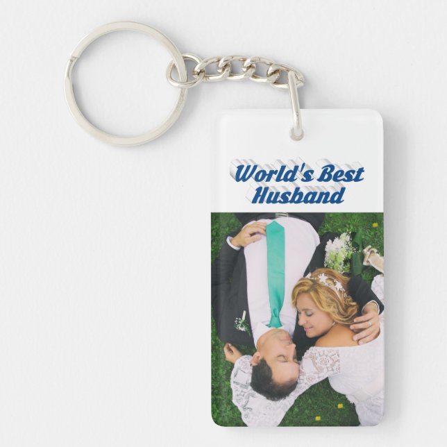 Husband-Foto mit blauem Text Schlüsselanhänger (Vorderseite)