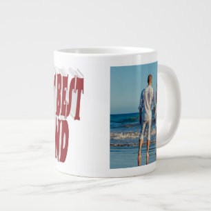 Husband-Foto mit bordeauxfarbenem Text Jumbo-Tasse