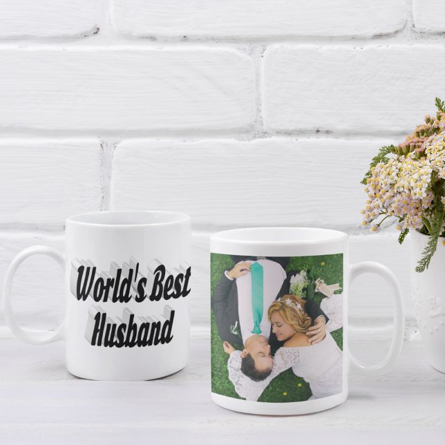 Husband-Foto mit schwarzem Text Coffee Tasse (Von Creator hochgeladen)