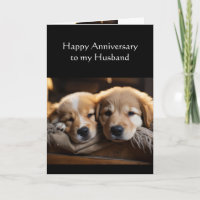 Husband Happy Anniversary Niedlich Hund Welpe Lieb