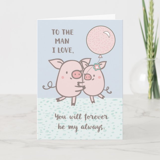 Husband Happy Anniversary Niedliche Schweine Karte (Vorderseite)