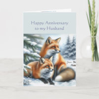 Husband Happy Anniversary Winter Fox Couple