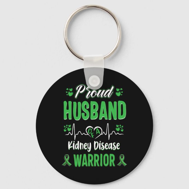 Husband Kidney Disease Warrior Awareness Ribbon Gr Schlüsselanhänger (Vorderseite)