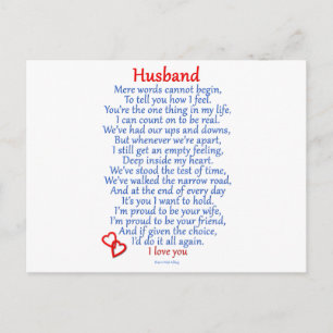 Husband-Liebe Postkarte