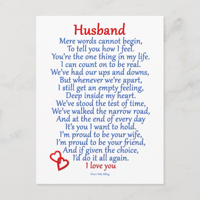 Husband-Liebe Postkarte (Vorderseite)