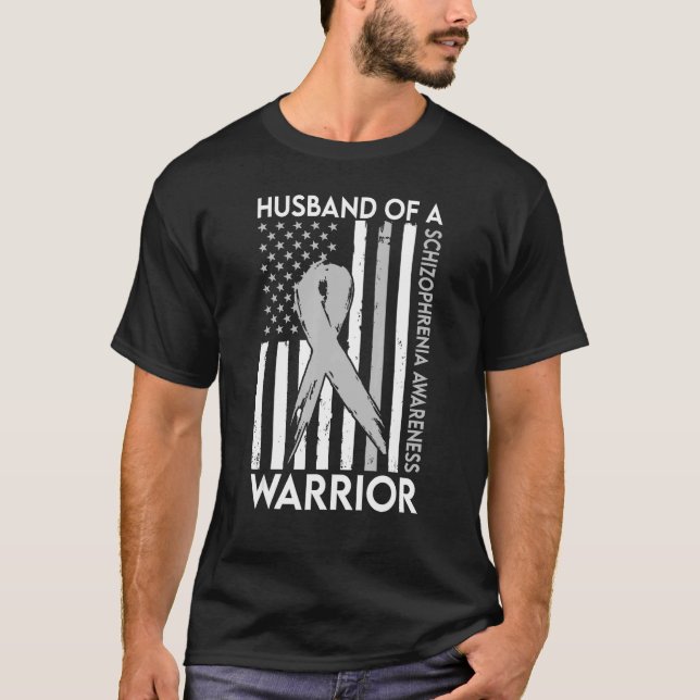 Husband Of A Warrior Schizophrenia Awareness Suppo T-Shirt (Vorderseite)