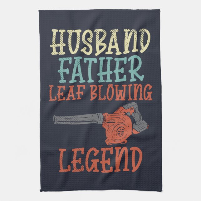 Husband Pater Leaf Blower Legend Fall Gag Geschirrtuch (Vertikal)