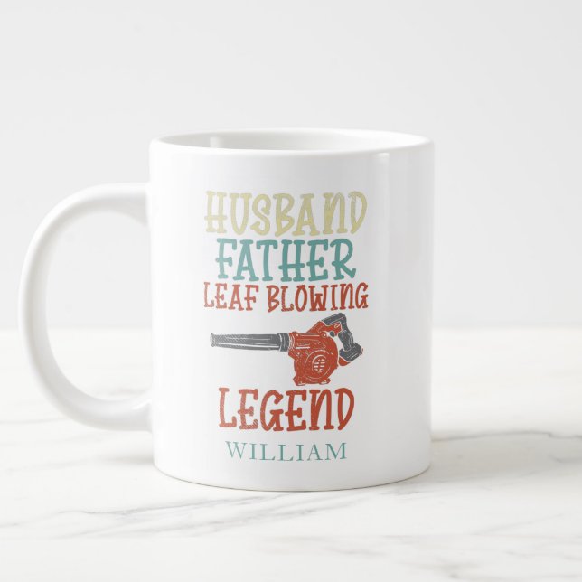 Husband Pater Leaf Blower Legende Personalisiert Jumbo-Tasse (Links)