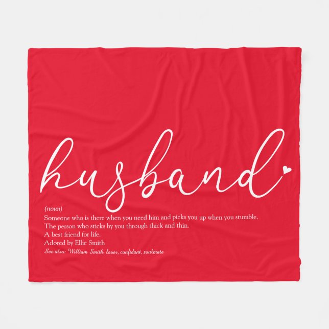 Husband Script Liebe Heart Definition Red Fleecedecke (Vorderseite (Horizontal))