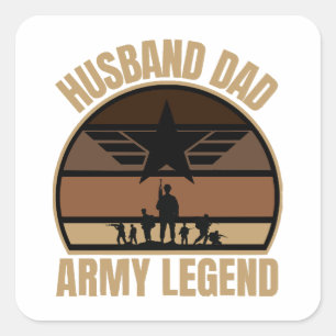Husband Vater Army Legend Quadratischer Aufkleber