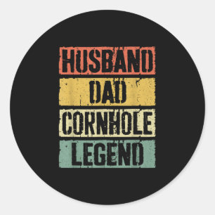 Husband Vater Cornhole Legend Runder Aufkleber