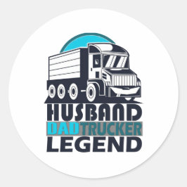 Husband Vater Trucker Legend Funny Truck Driver Tr Runder Aufkleber