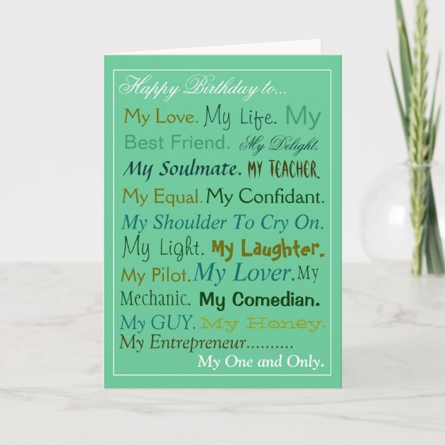 Husband-Verlobte-Boyfriend Birthday Card Lieblingk Karte (Vorderseite)
