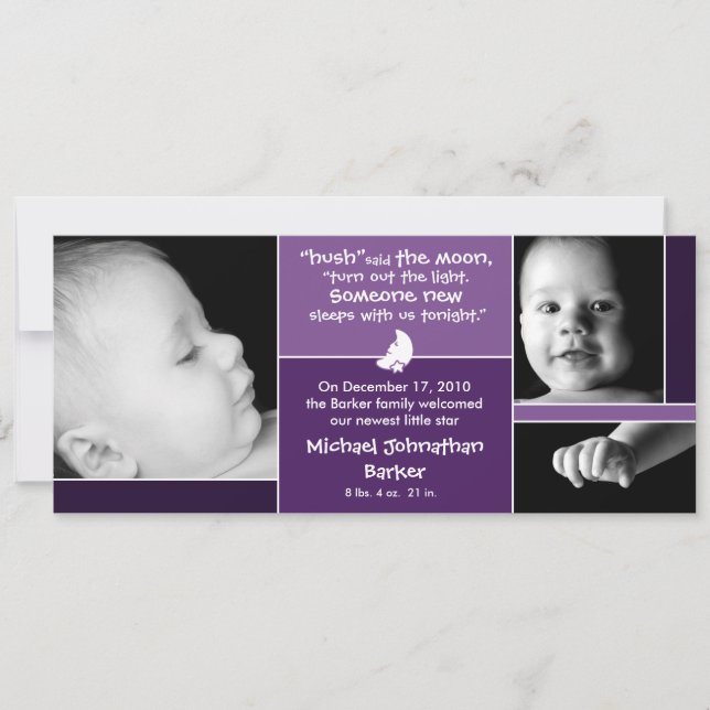 Hush Said the Moon Birth Ankündigung (Vorderseite)