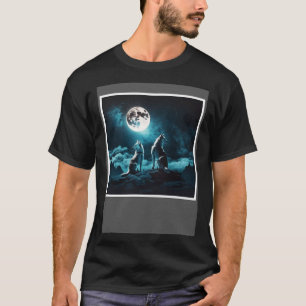 Huskies, die auf dem Mond Arctic Night Husky T-Shirt