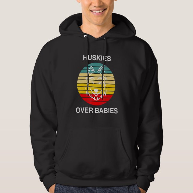 Huskies über Söhne und Töchter Kinderloser Hund Hoodie (Vorderseite)
