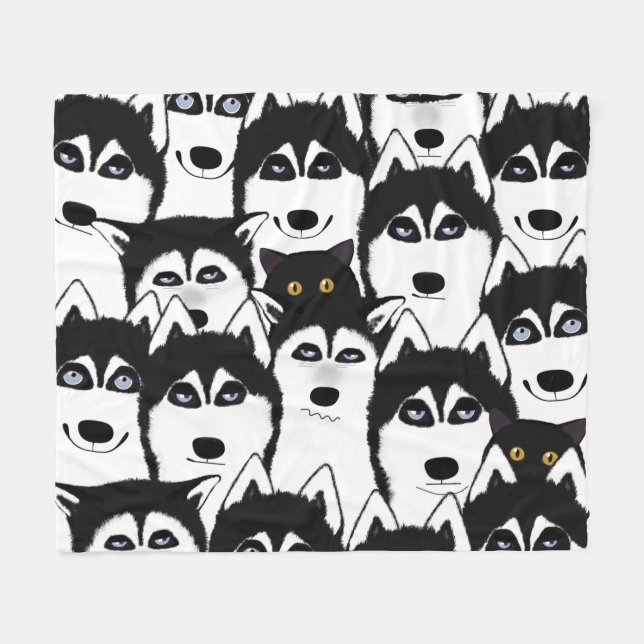 Huskieses Fleece Blanket (Vorderseite (Horizontal))