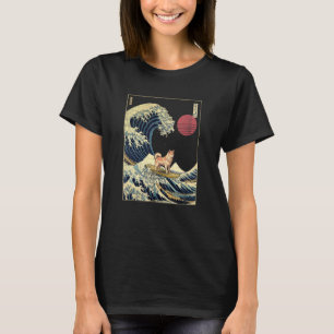 Huskita Japanisch Kanagawa Wave Surf Dog T-Shirt