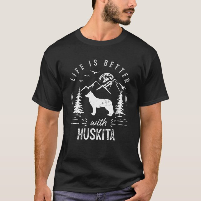 Huskita Life Better Mama Vater Dog T-Shirt (Vorderseite)