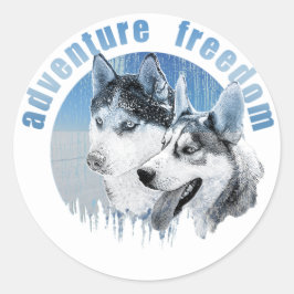 Husky Abenteuer Freiheit Schnee HuskyARTist Runder Aufkleber
