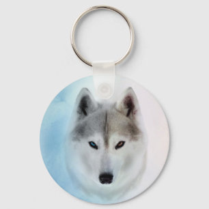 Husky-Aquarellart Schlüsselanhänger