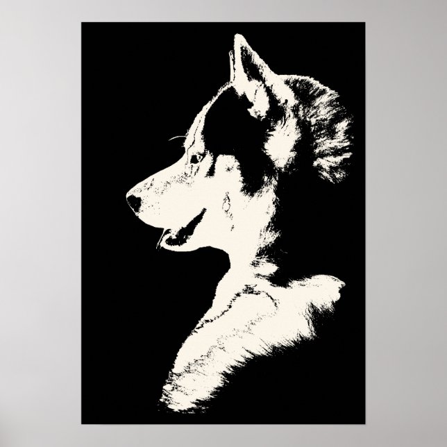 Husky Art Print Sled Dog Art Poster Cadeaux Malamu (Devant)