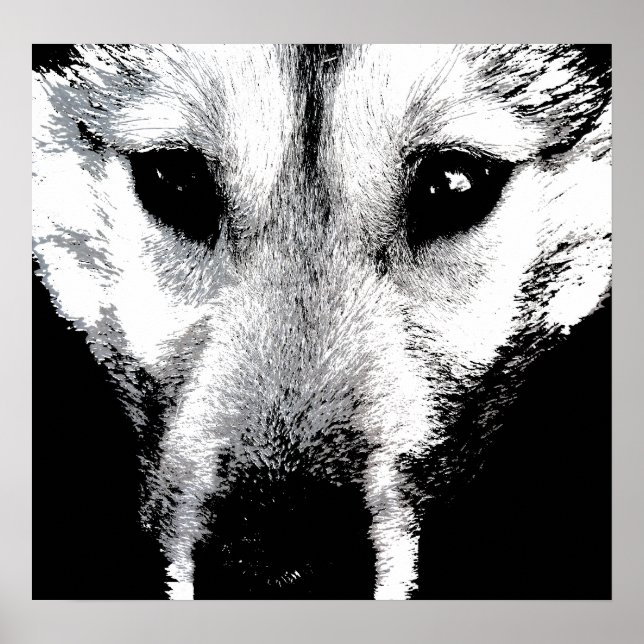 Husky Art Print Sled Dog Art Poster Wolf Pup Gesch (Vorne)