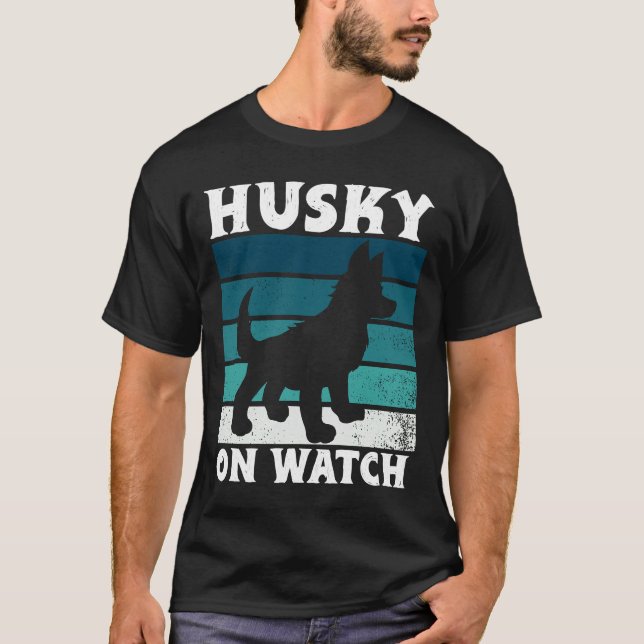 Husky auf Beobachtung wichtig T-Shirt (Vorderseite)