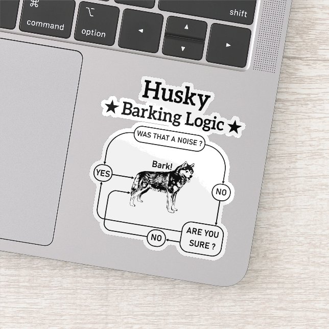 Husky Barking Logic Funny Siberian Dog Sarcastic Aufkleber (Detail)