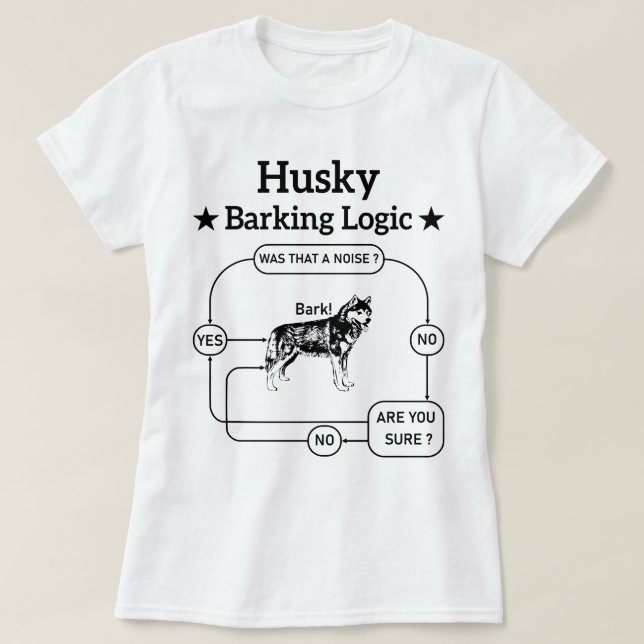 Husky Barking Logic Funny Siberian Dog Sarcastic T-Shirt (Design vorne)