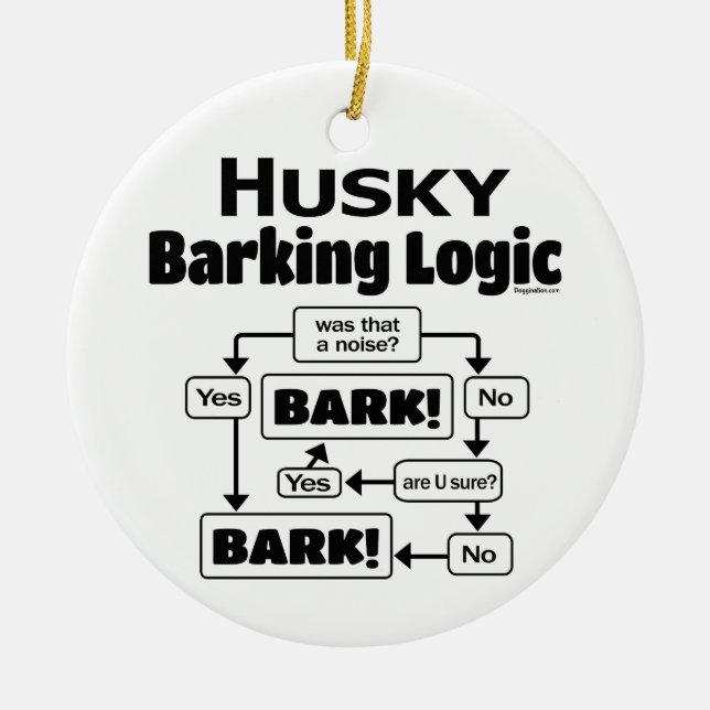 Husky Barking Logic Keramik Ornament (Vorne)