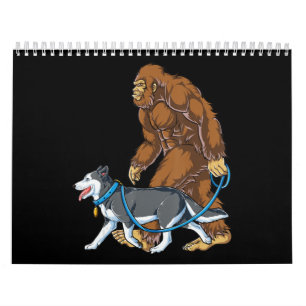 Husky  Bigfoot Dog Walk Siberian Husky Sasquatch Kalender
