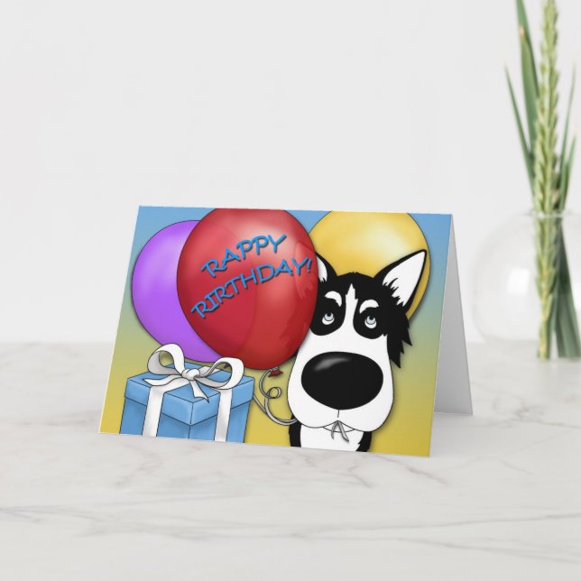Husky Birthday Card Karte (Vorderseite)