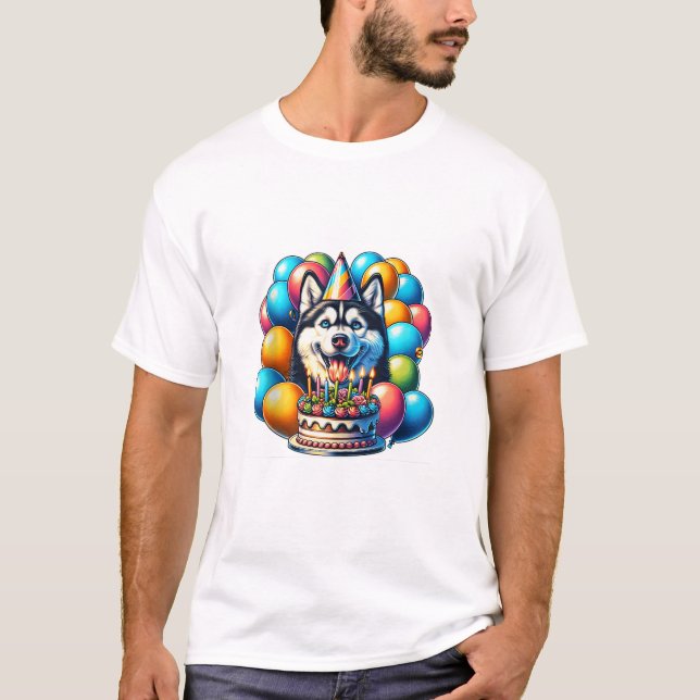Husky Birthday Dog T-Shirt (Vorderseite)