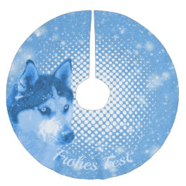 HUSKY blau Frohes Fest Polyester Weihnachtsbaumdecke