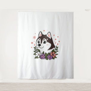 Husky Blume Hund Lover Malamute Wandteppich