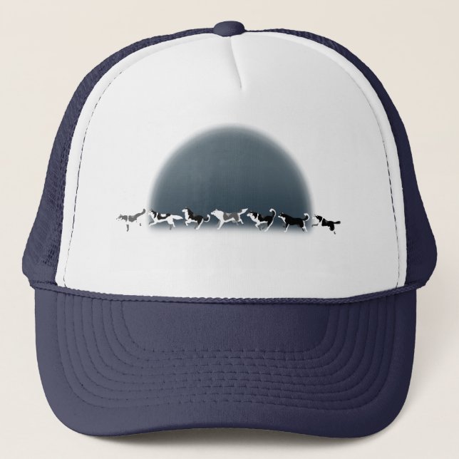Husky Caps Siberisches Husky-Schlittenhunde-Team Truckerkappe (Vorderseite)