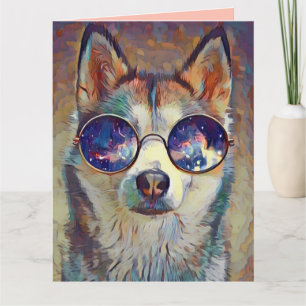 HUSKY CHIEN ART CARTE DE SALUT D'ANNIVERSAIRE