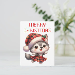 Husky chiot dansant - Carte de Noël